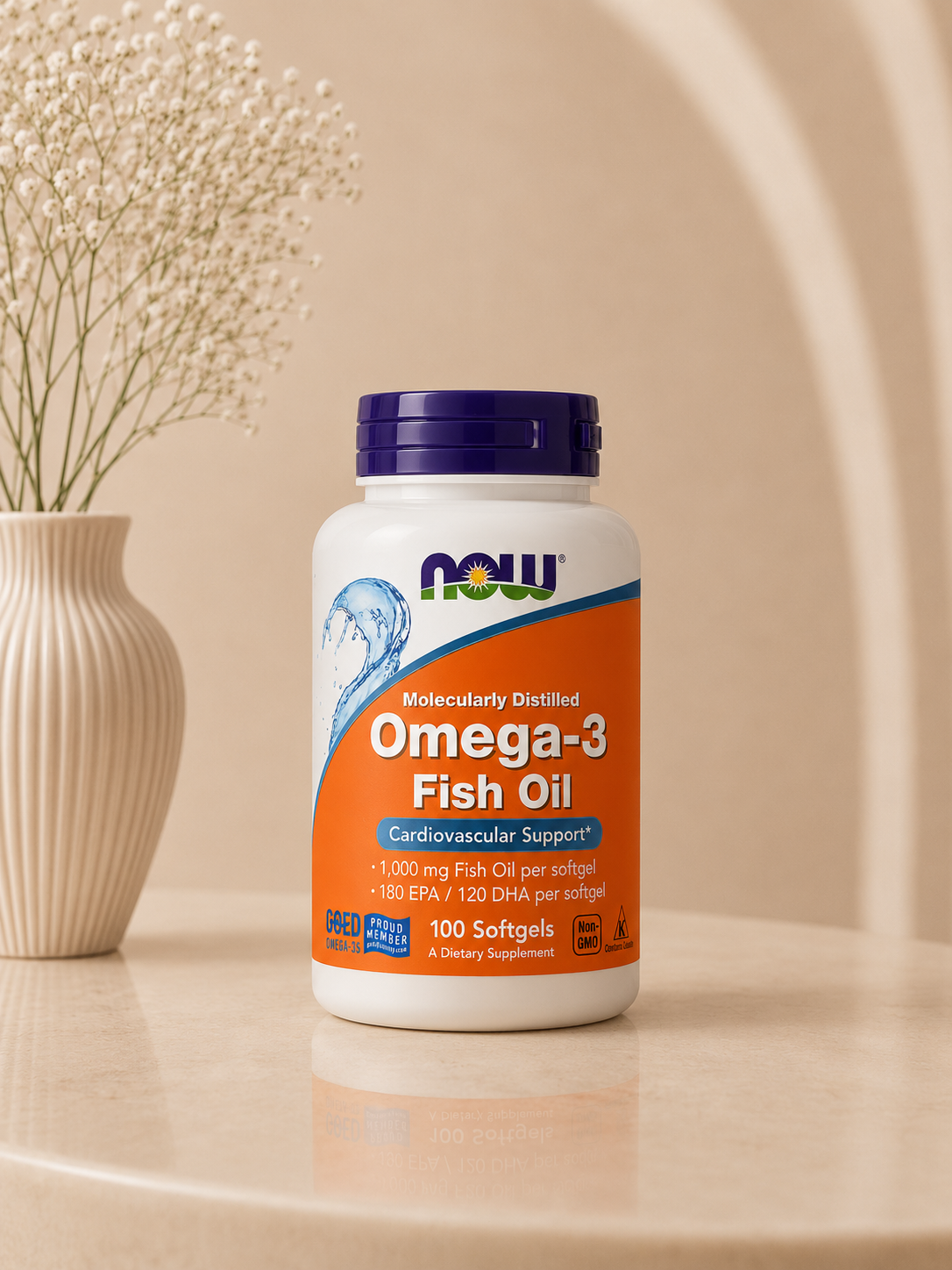 NOW Foods, Omega-3 Fish Oil, 1,000 mg, 180 EPA – 120 DHA