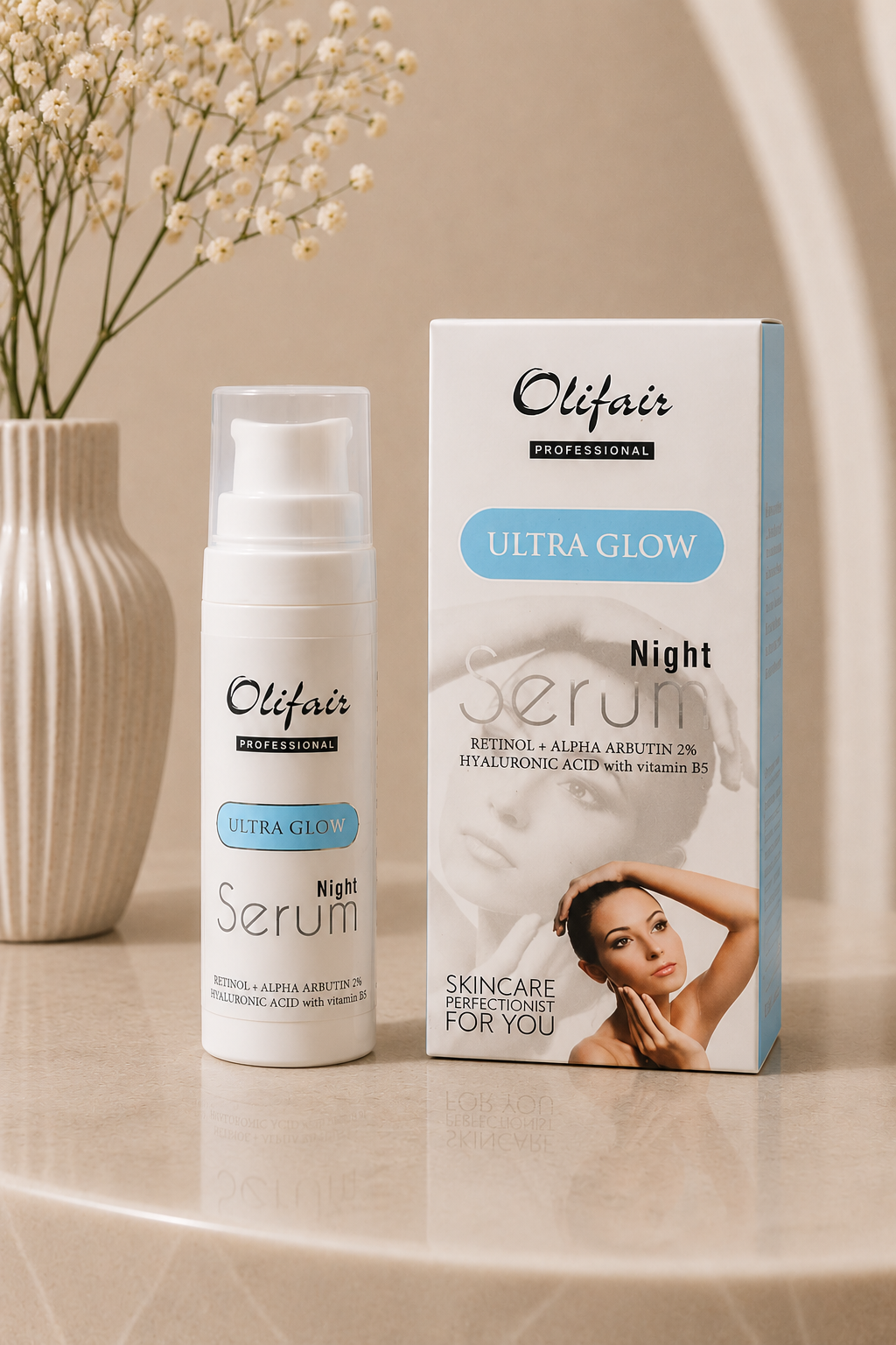 Olifair Ultra Glow Night Serum With Retinol, Alpha Arbutin And Hyaluronic Acid With Vitamin B5